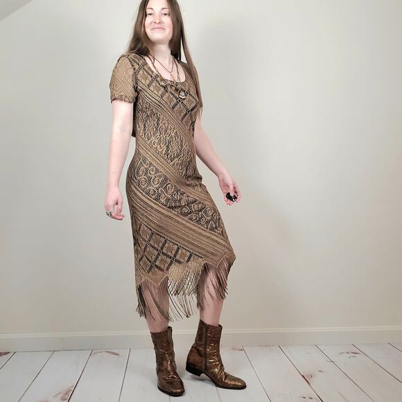 Vintage Patent Ostrich Skin Boots Brown Bronze 42 / 10-10.5 - Picture 9 of 10